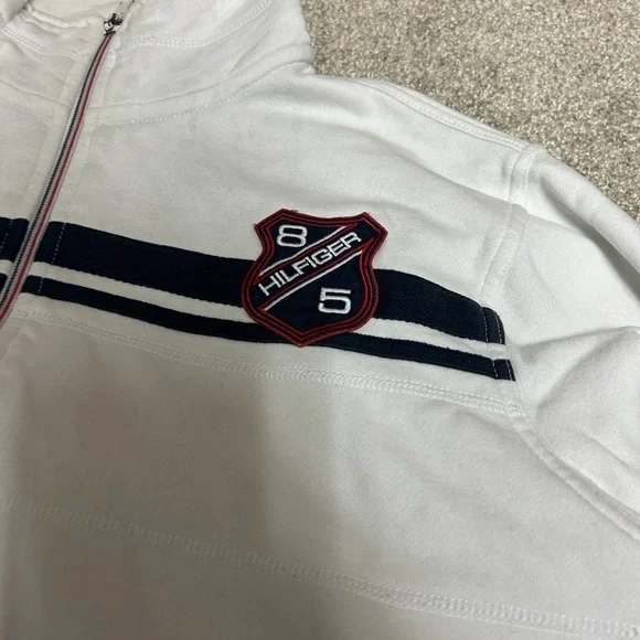 Vintage Tommy Hilfiger White Zip Up Hoodie - Picture 2 of 8
